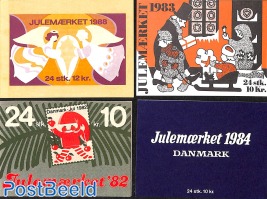 4 booklets with Christmas seals Denmark