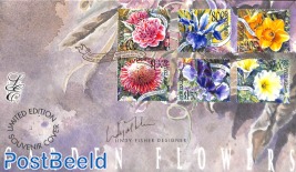 Flowers, limited edition FDC with signature designer, Golden cancellation