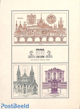 Souvenir Sheet Praga 1968, not valid for postage